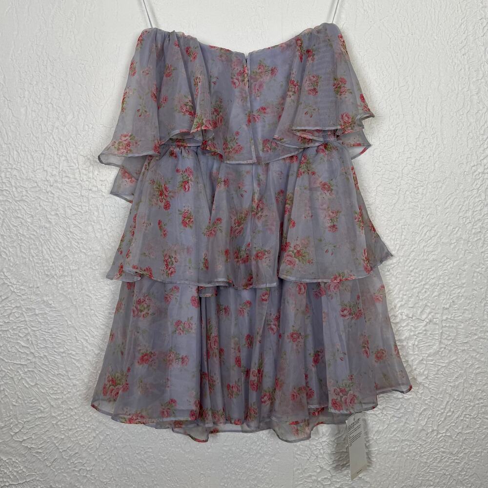 Abercrombie & Fitch Organza Floral Tiered Strapless Mini Dress Size Small NWT - Picture 3 of 5
